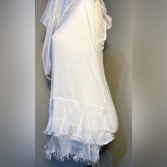 Silk White Blouse with Layered Hem made in Italy - Picture 7 of 13